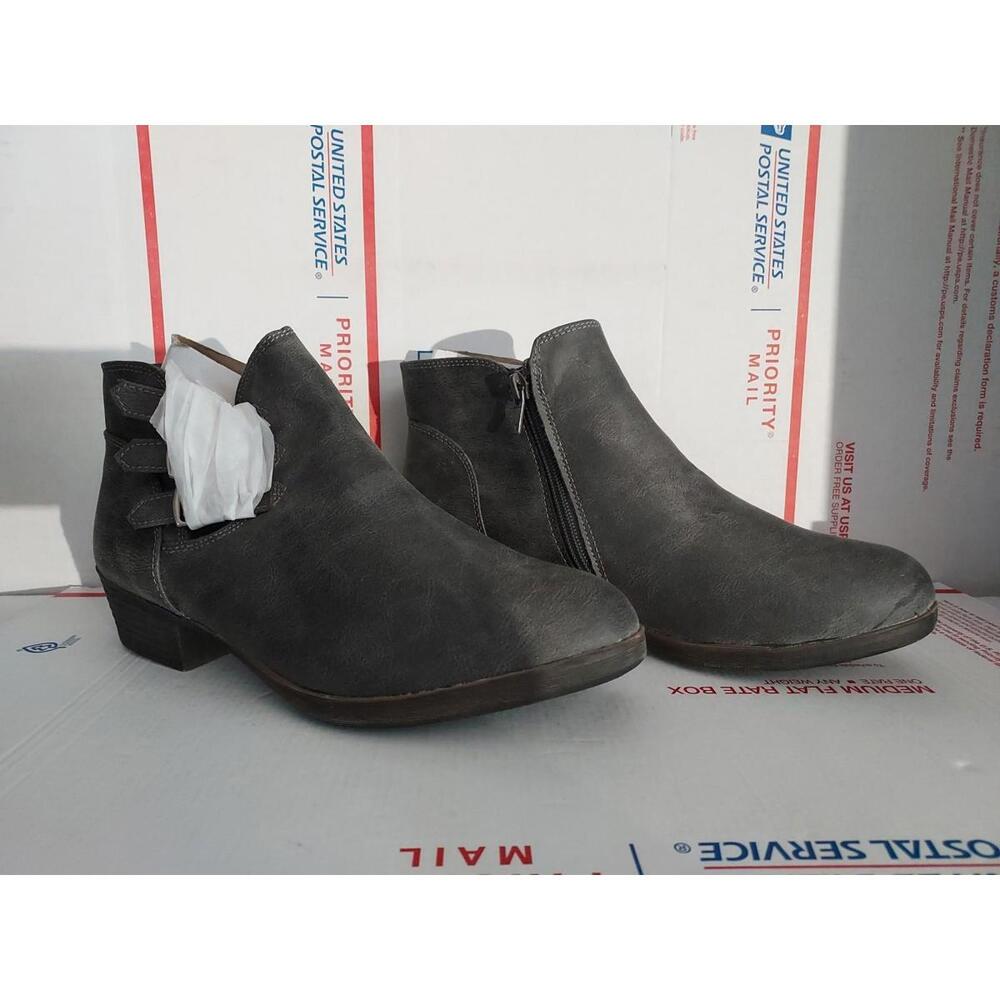 LONDON FOG Women's Tommy Ankle Boot Grey COWBOY distressed SIZE 8.5 M - #t6